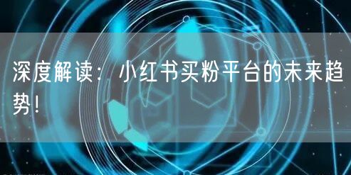 深度解读：小红书买粉平台的未来趋势！